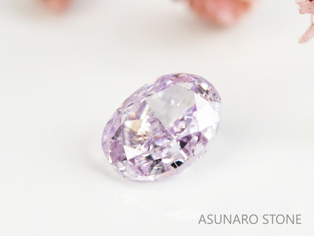 ピンクダイヤモンド　Fancy Light Purple Pink　I1　オーバルカット　0.094ct　【231115-1910】