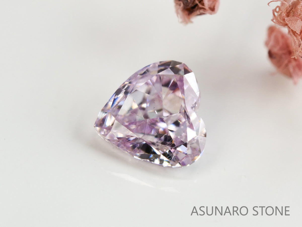 ピンクダイヤモンド　Fancy Light Purple Pink　SI2　ハートカット　0.188ct　【231115-1912】