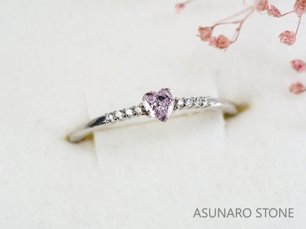 ピンクダイヤモンド　Fancy Light Purple Pink　SI2　ハートカット　0.188ct　【231115-1912】