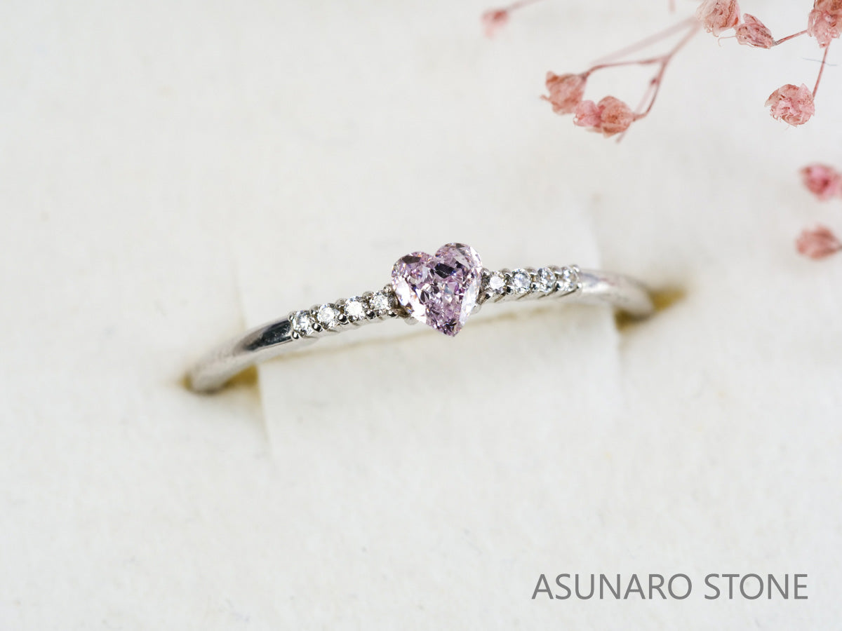 ピンクダイヤモンド　Fancy Light Purple Pink　SI2　ハートカット　0.188ct　【231115-1912】