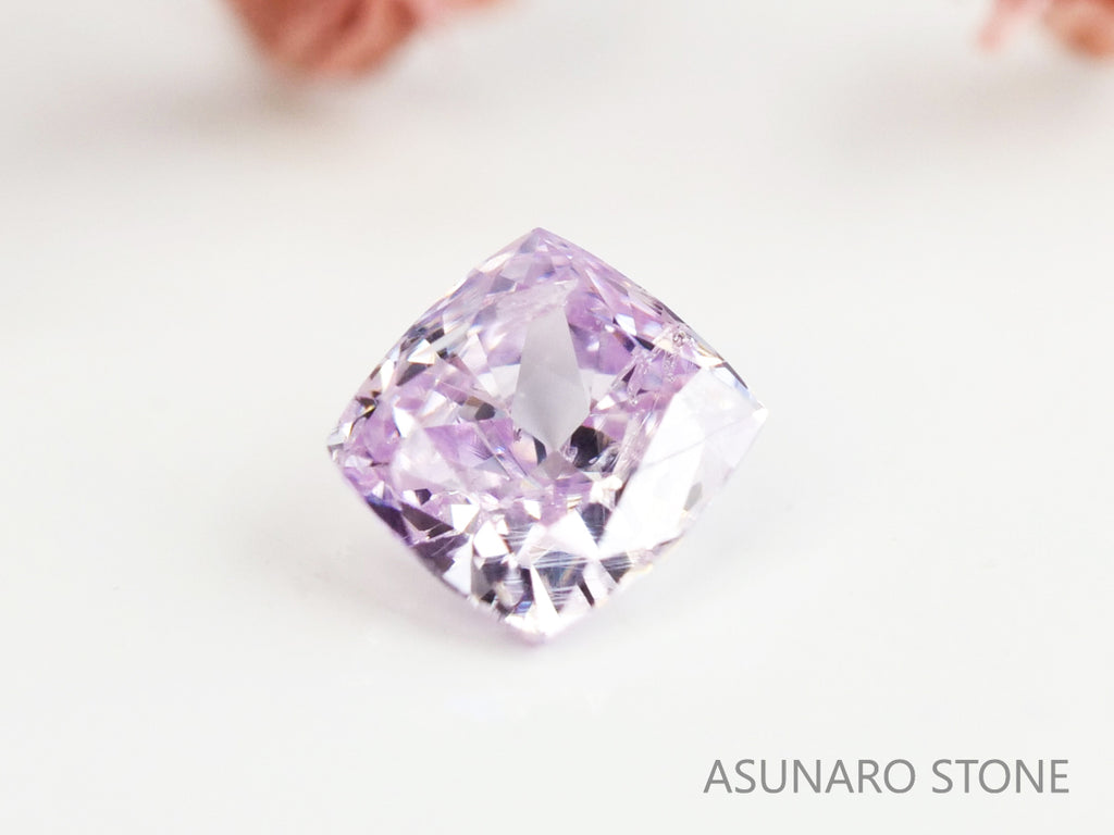 ピンクダイヤモンド　Fancy Light Purple Pink　I1　クッションカット　0.078ct　【231115-1913】