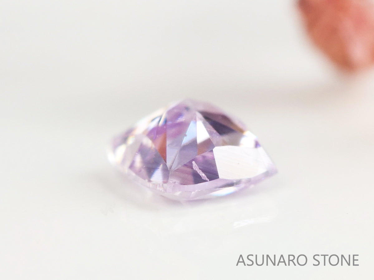 ピンクダイヤモンド　Fancy Light Purple Pink　I1　クッションカット　0.078ct　【231115-1913】