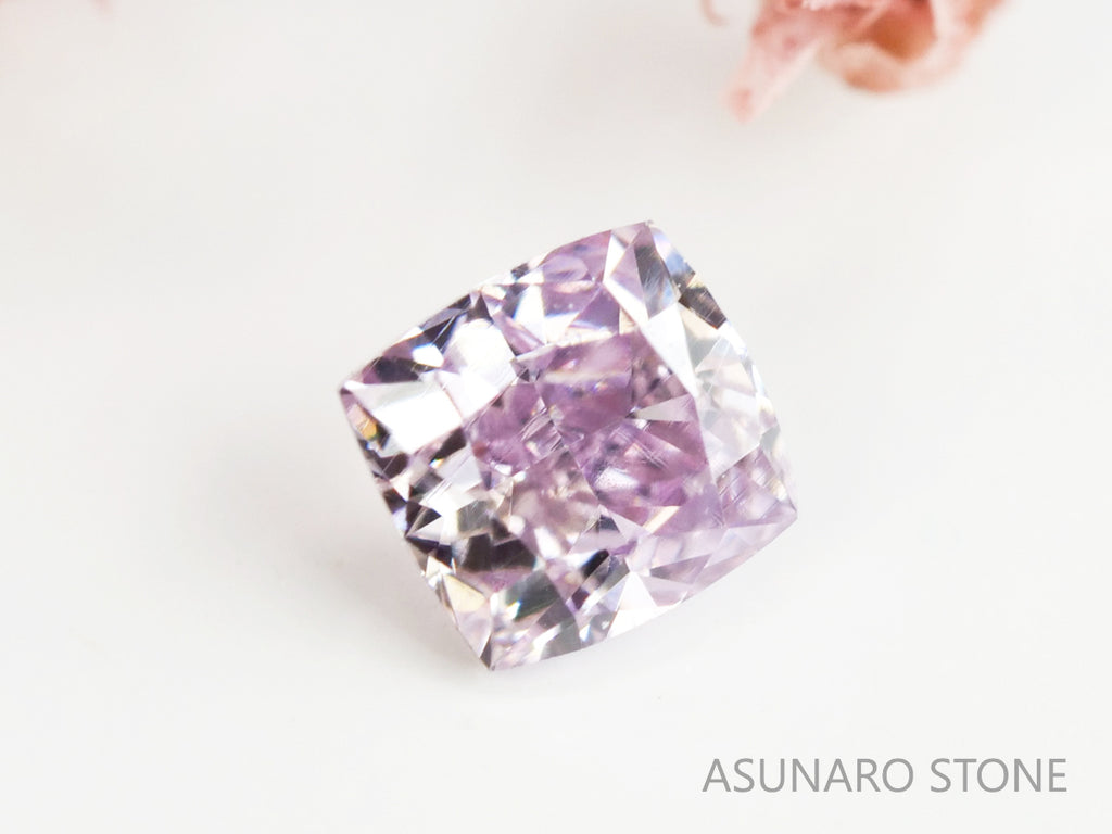 ピンクダイヤモンド　Fancy Light Purple Pink　SI2　クッションカット　0.067ct　【231115-1914】
