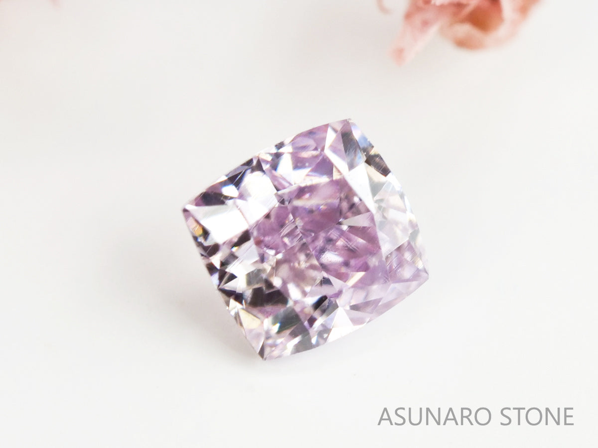 ピンクダイヤモンド　Fancy Light Purple Pink　SI2　クッションカット　0.067ct　【231115-1914】