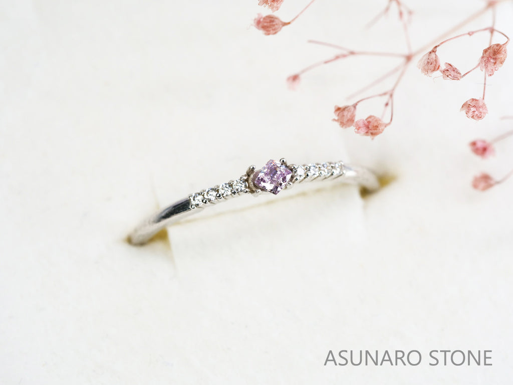 ピンクダイヤモンド　Fancy Light Purple Pink　SI2　クッションカット　0.067ct　【231115-1914】