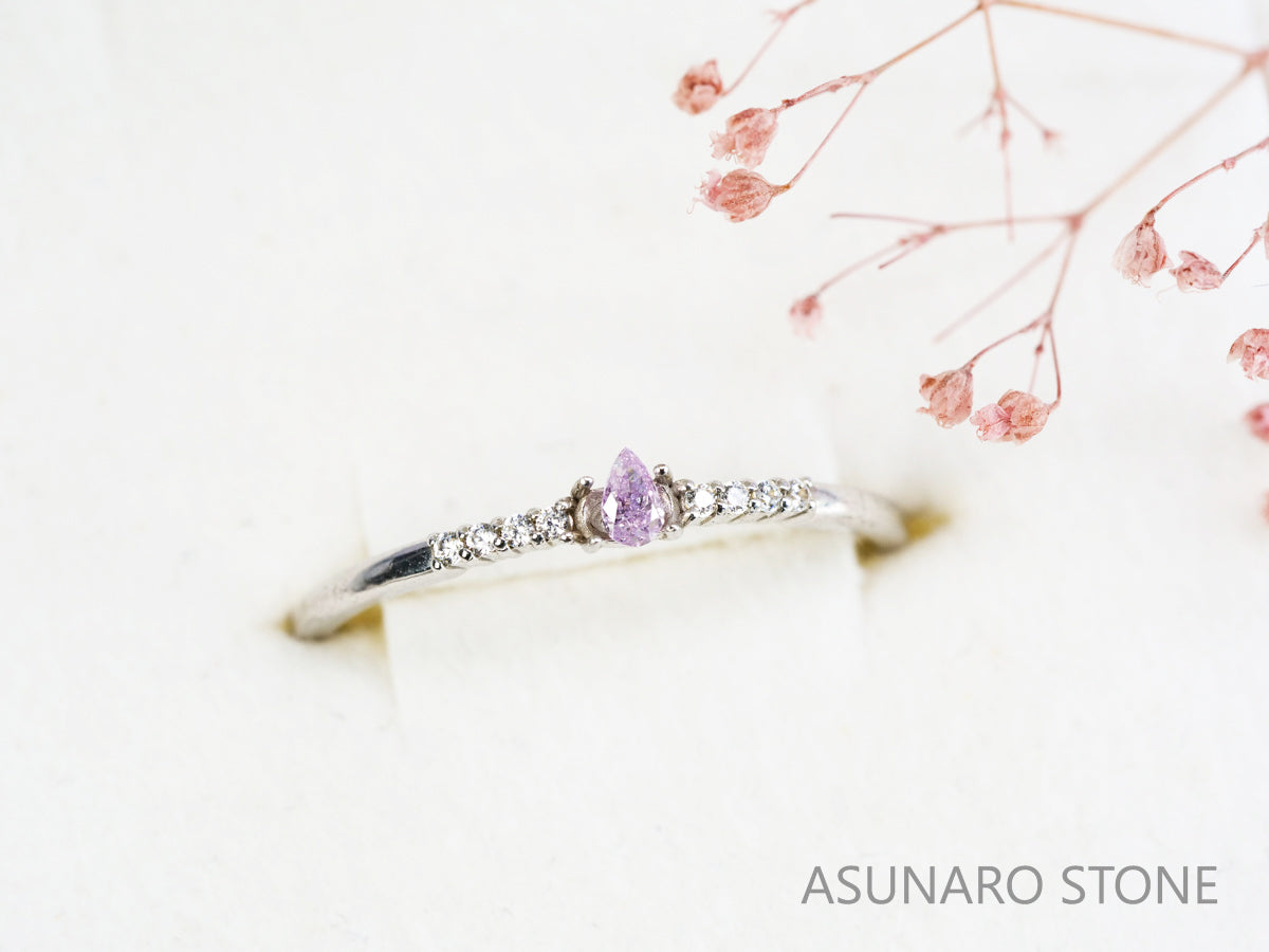 ピンクダイヤモンド　Fancy Light Purple Pink　SI2　ペアシェイプ　0.061ct　【231115-1915】