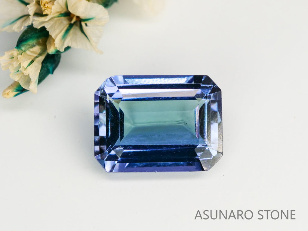 バイカラータンザナイト　エメラルドカット　タンザニア産　　1.67ct【240205-1968】