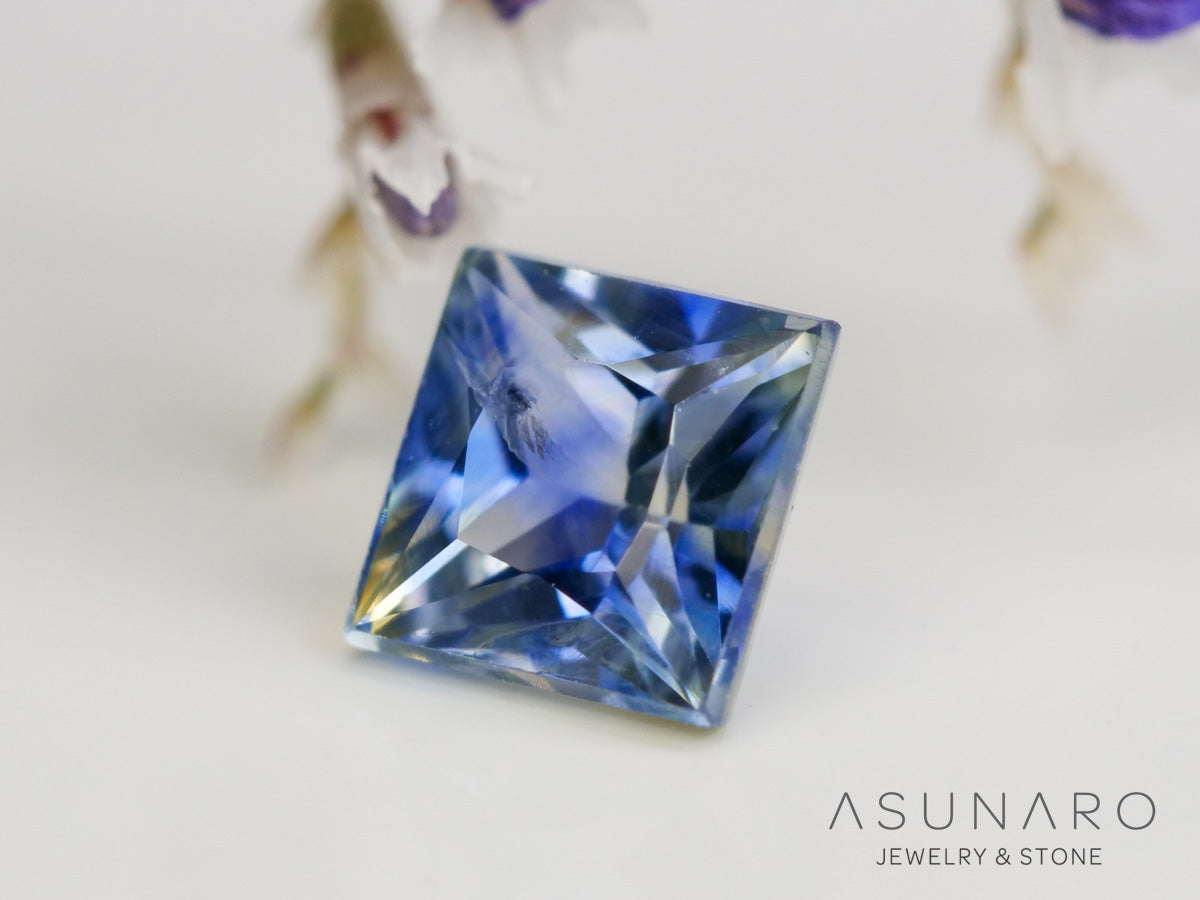 バイカラーサファイア スクエアカット スリランカ産 0.27ct【240501