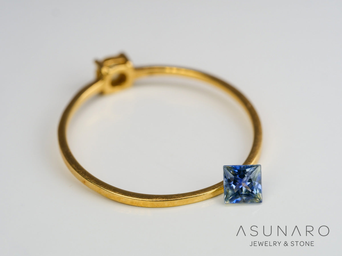バイカラーサファイア スクエアカット スリランカ産 0.27ct【240501