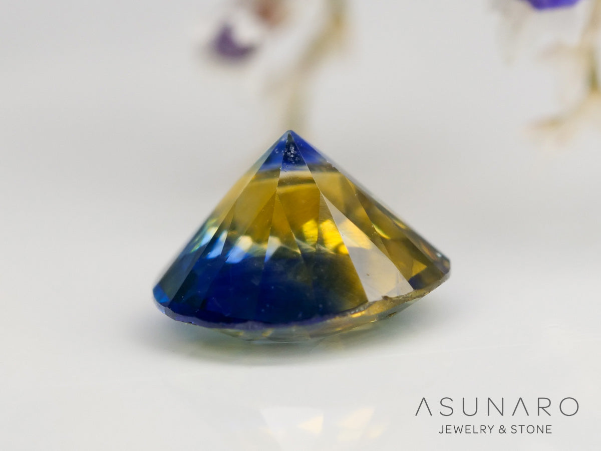 宝石　(スリランカ製) バイカラーサファイア ラウンドカット スリランカ産 0.38ct【240501