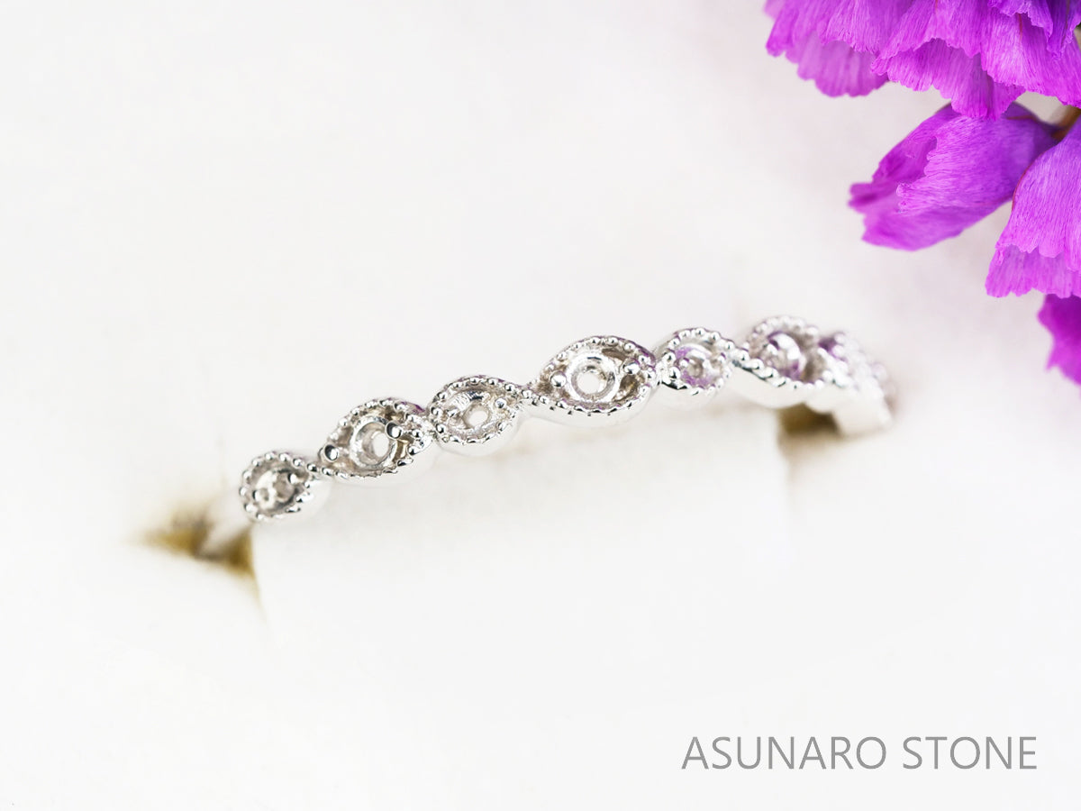 【お仕立て用】空枠番号：5191C　1.5mm用　リング枠　ハーフエタニティ【オーダージュエリー用】hpv