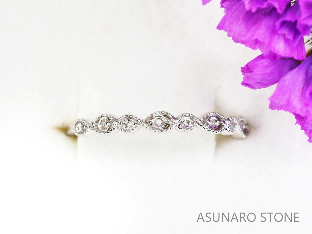 【お仕立て用】空枠番号：5191C　1.5mm用　リング枠　ハーフエタニティ【オーダージュエリー用】hpv