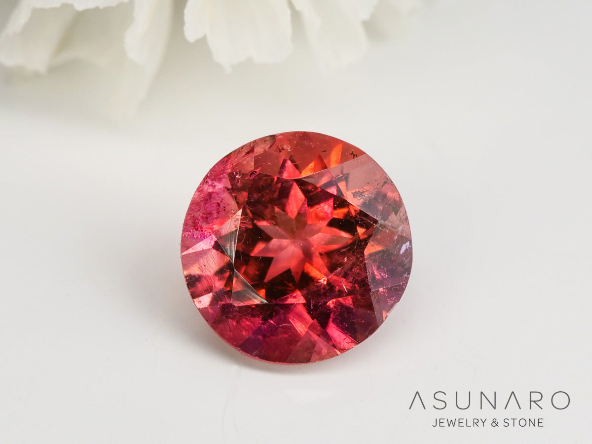 チェリーレッドトルマリン　ラウンドカット　ルワンダ産　1.00ct【240513-2032】