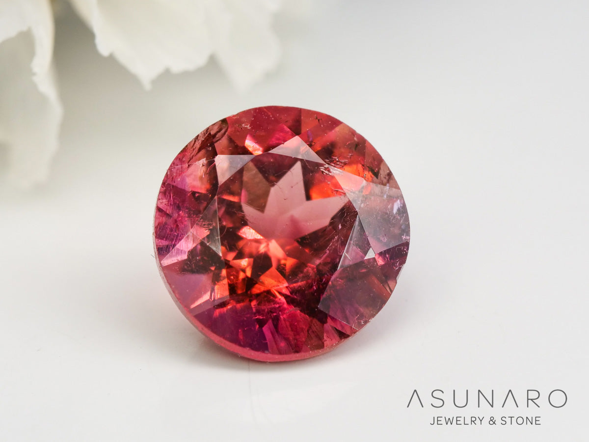 チェリーレッドトルマリン　ラウンドカット　ルワンダ産　1.00ct【240513-2032】