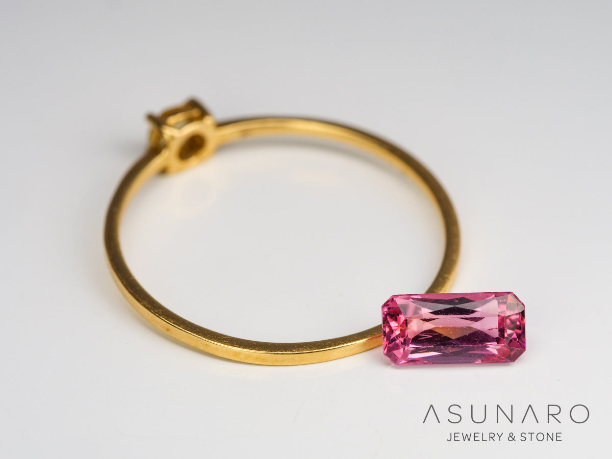 ピンクトルマリン　エメラルドカット　ルワンダ産　0.71ct【240513-2034】