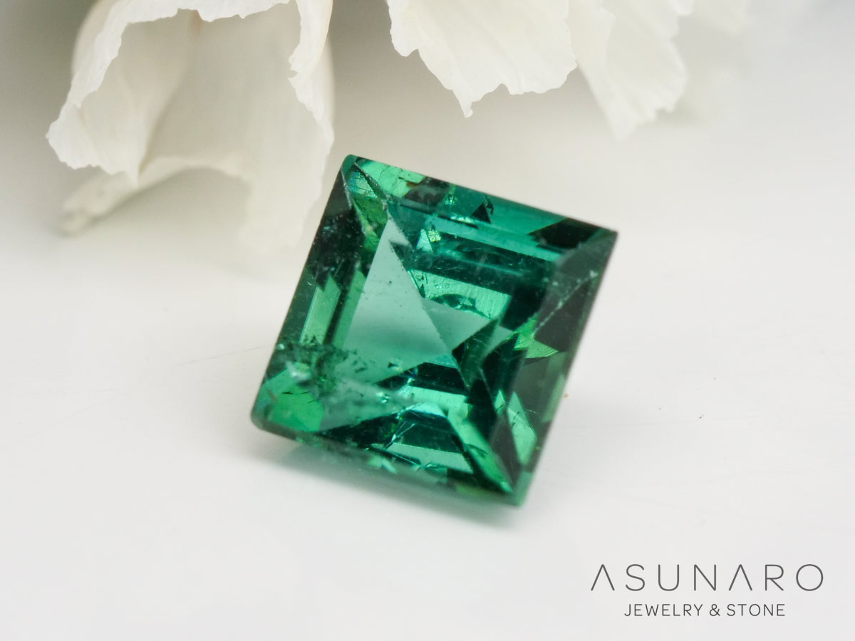 【アフガニスタン産】トルマリン ブルーグリーントルマリン プリンセスカット アフガニスタン産