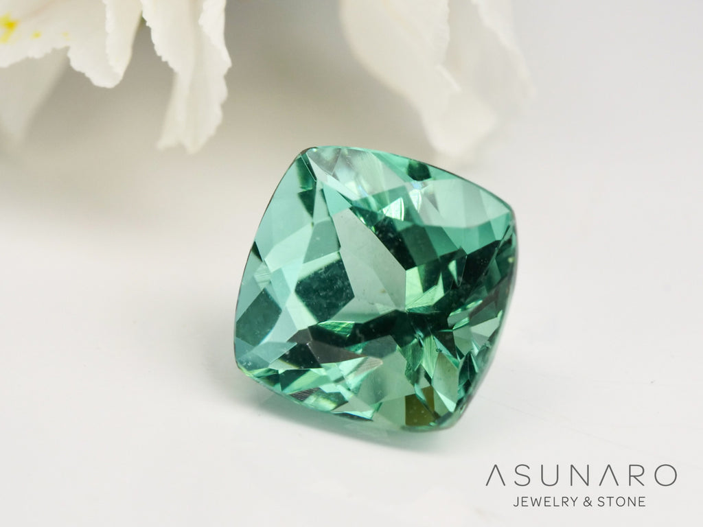 ブルーグリーントルマリン　クッションカット　アフガニスタン産　1.14ct【240513-2042】