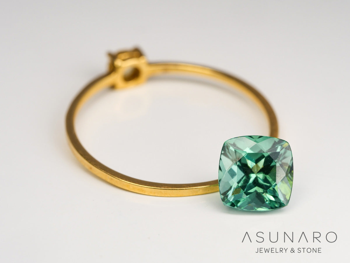 ブルーグリーントルマリン　クッションカット　アフガニスタン産　1.14ct【240513-2042】