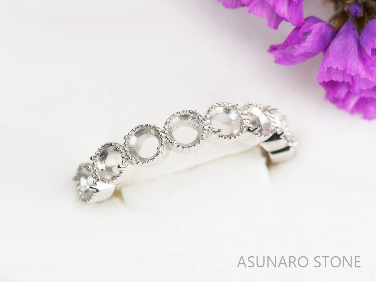 【お仕立て用】空枠番号：S48A　3.3mm用　リング枠　ハーフエタニティ【オーダージュエリー用】hpv