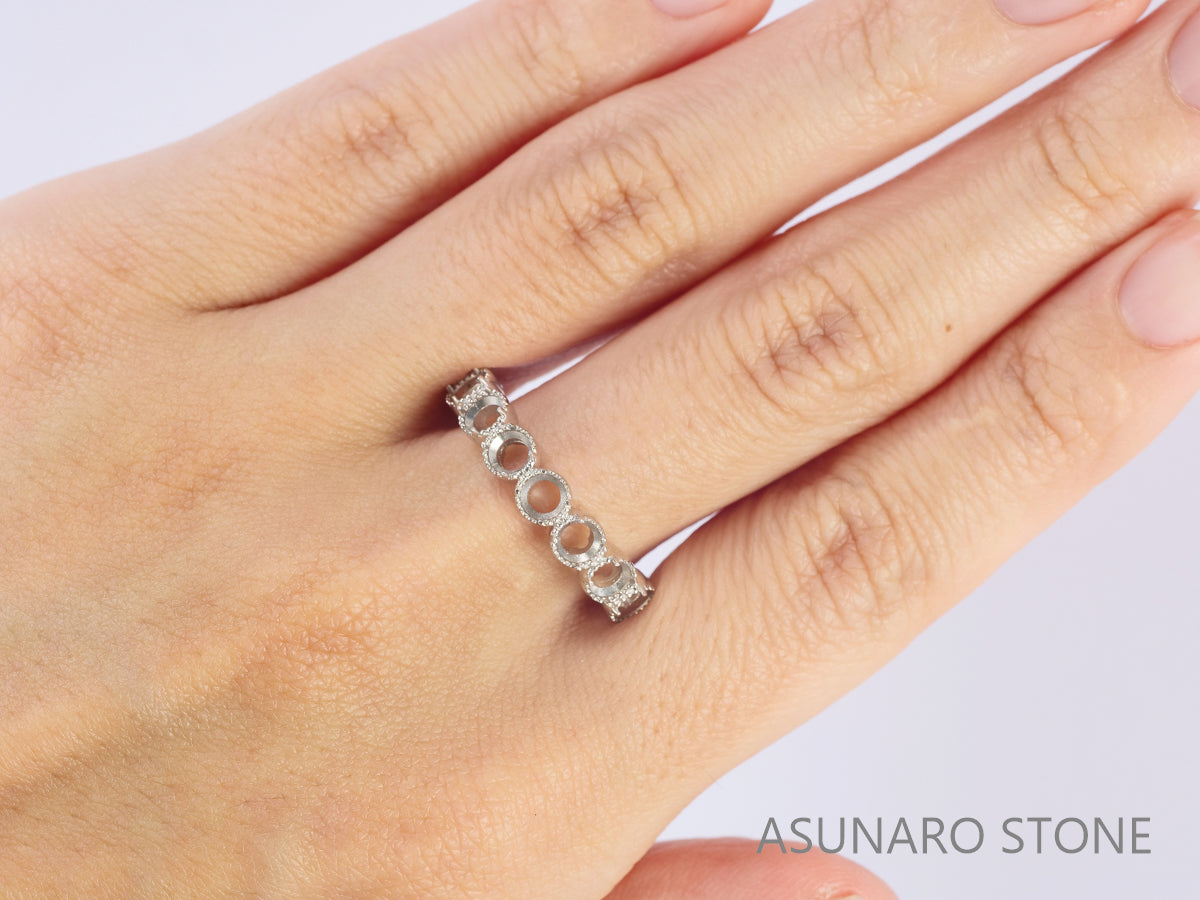 【お仕立て用】空枠番号：S48A　3.3mm用　リング枠　ハーフエタニティ【オーダージュエリー用】hpv