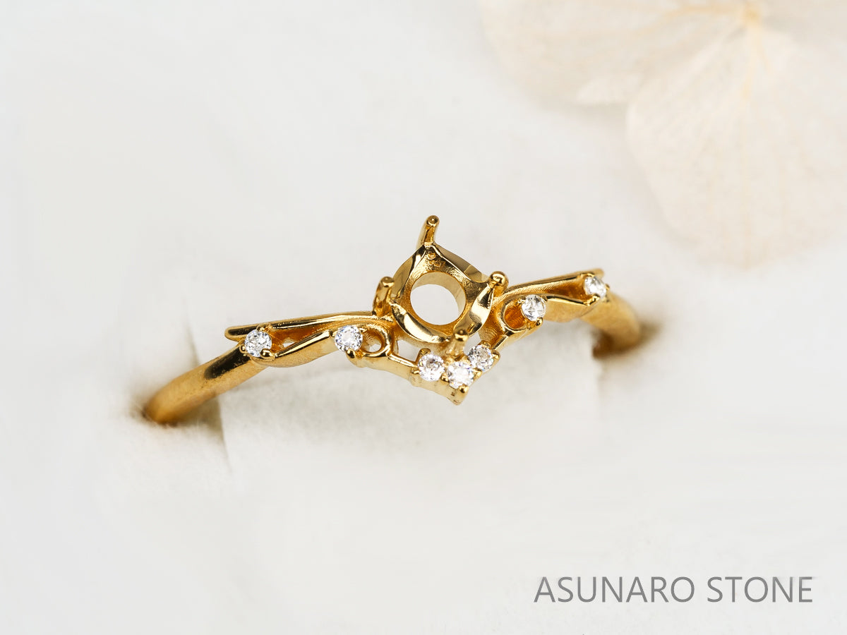 【お仕立て用】空枠番号：S82A　リング枠　V字枠【オーダージュエリー用】