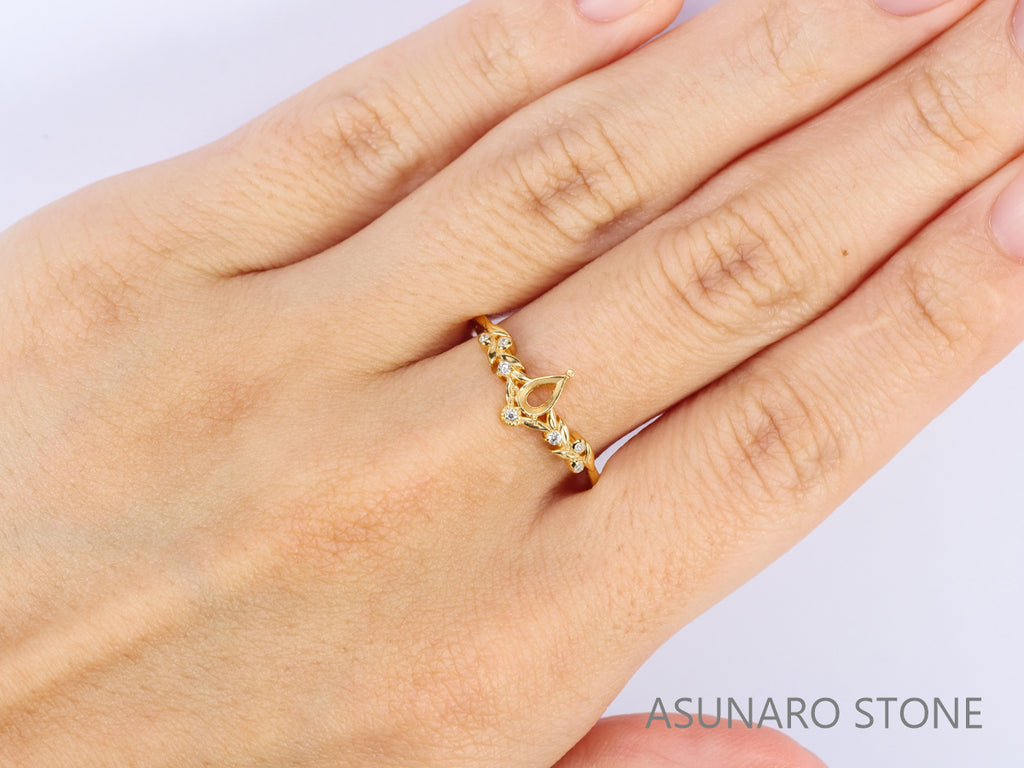 【お仕立て用】空枠番号：S85A　リング枠　V字枠【オーダージュエリー用】