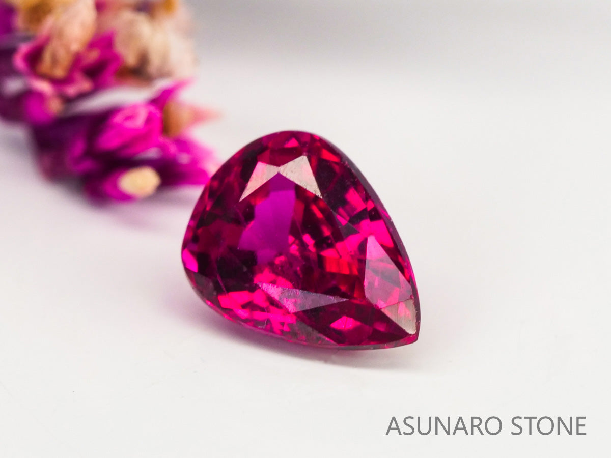 ピジョンブラッドルビー　ペアシェイプ　 タイ産　0.35ct　鑑別書付【240221-2116】