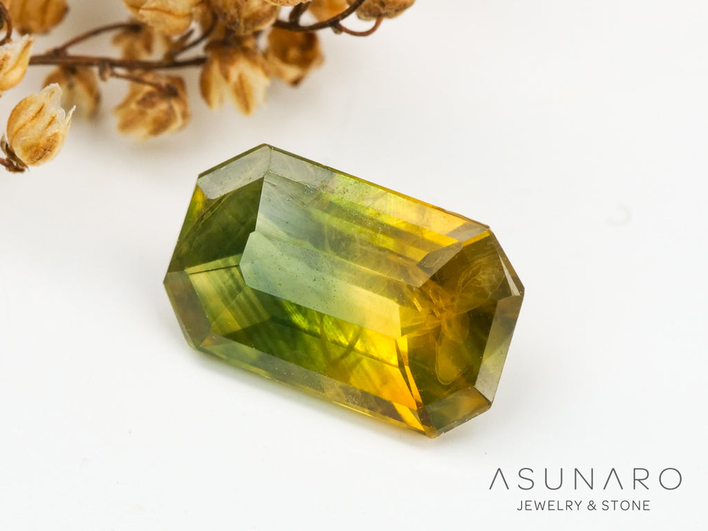 バイカラーサファイア 　エメラルドカット　 スリランカ産　1.16ct【240401-2122】