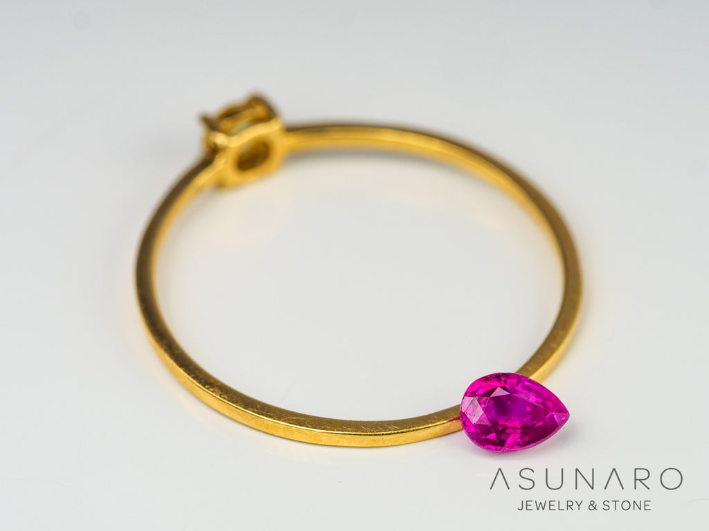 ピジョンブラッドルビー　ペアシェイプ　 タイ産　0.24ct　鑑別書付  【240507-2130】