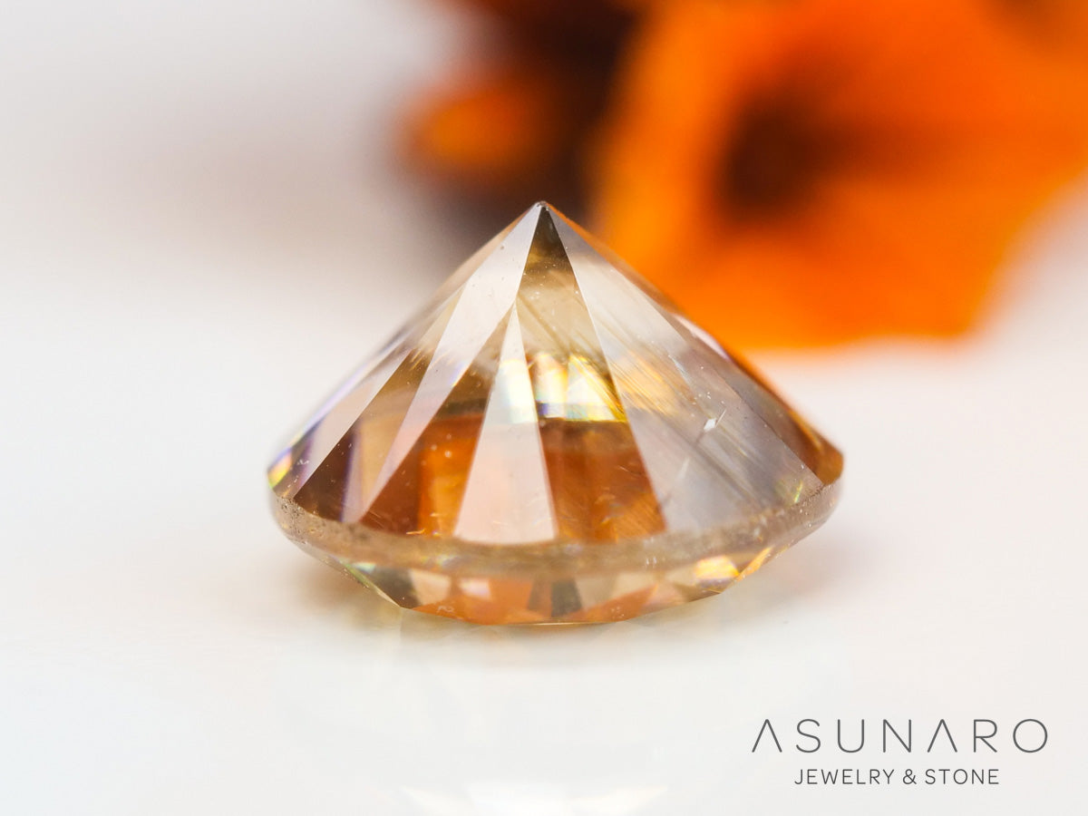 バイカラーキャシテライト  ラウンドカット　ビルマ産 　0.86ct　【240404-2138】