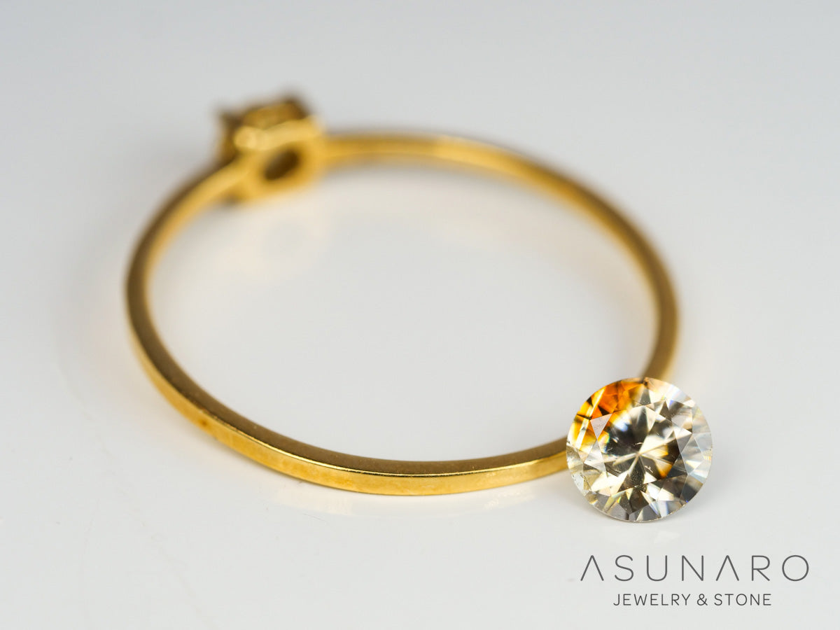 バイカラーキャシテライト  ラウンドカット　ビルマ産 　0.76ct　【240404-2143】