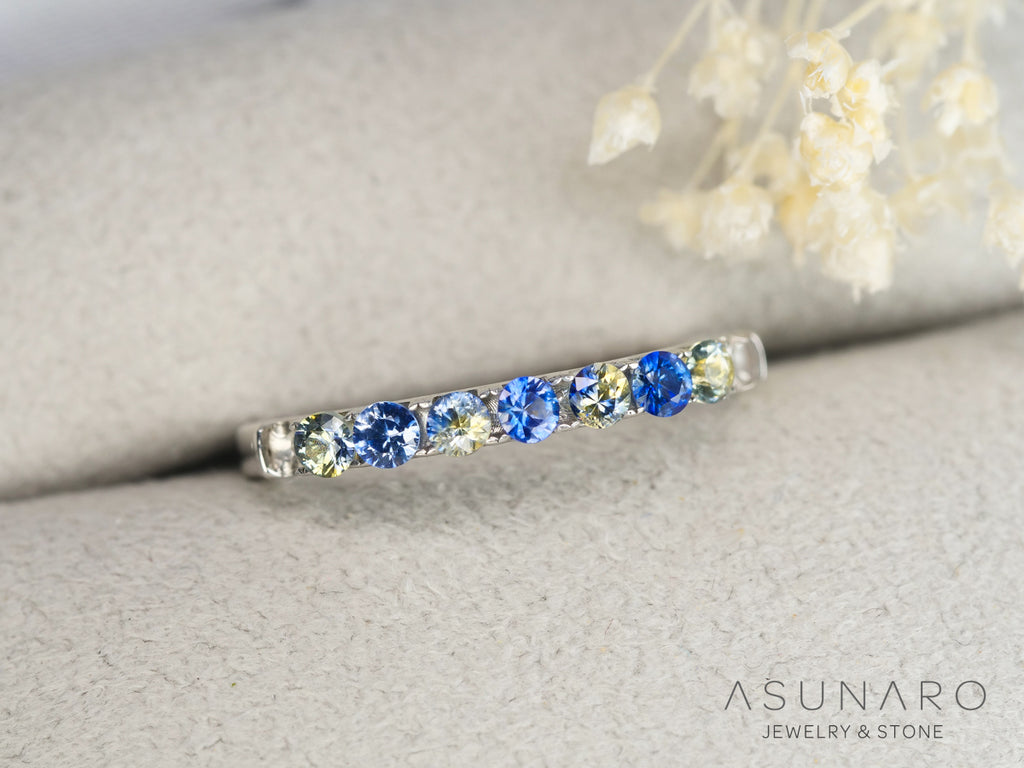 【10個セット】バイカラーサファイア ラウンド ハフエタセット スリランカ産　2.3mm 10個セット 【240402-2186】