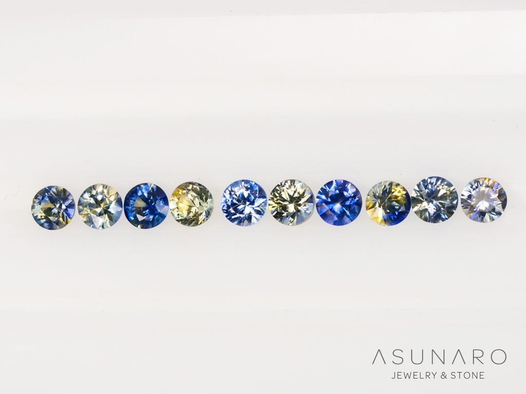 【10個セット】バイカラーサファイア ラウンド ハフエタセット スリランカ産　2.3mm 10個セット 【240402-2186】