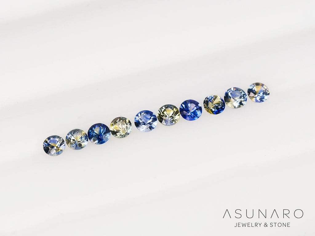 【10個セット】バイカラーサファイア ラウンド ハフエタセット スリランカ産　2.3mm 10個セット 【240402-2186】