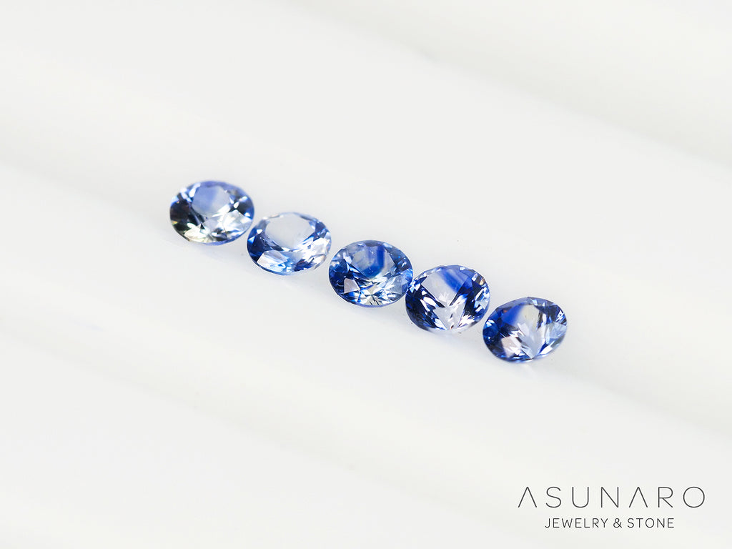 【5個セット】バイカラーサファイア ラウンド ハフエタセット スリランカ産 2.5mm 5個セット 【240402-2188】