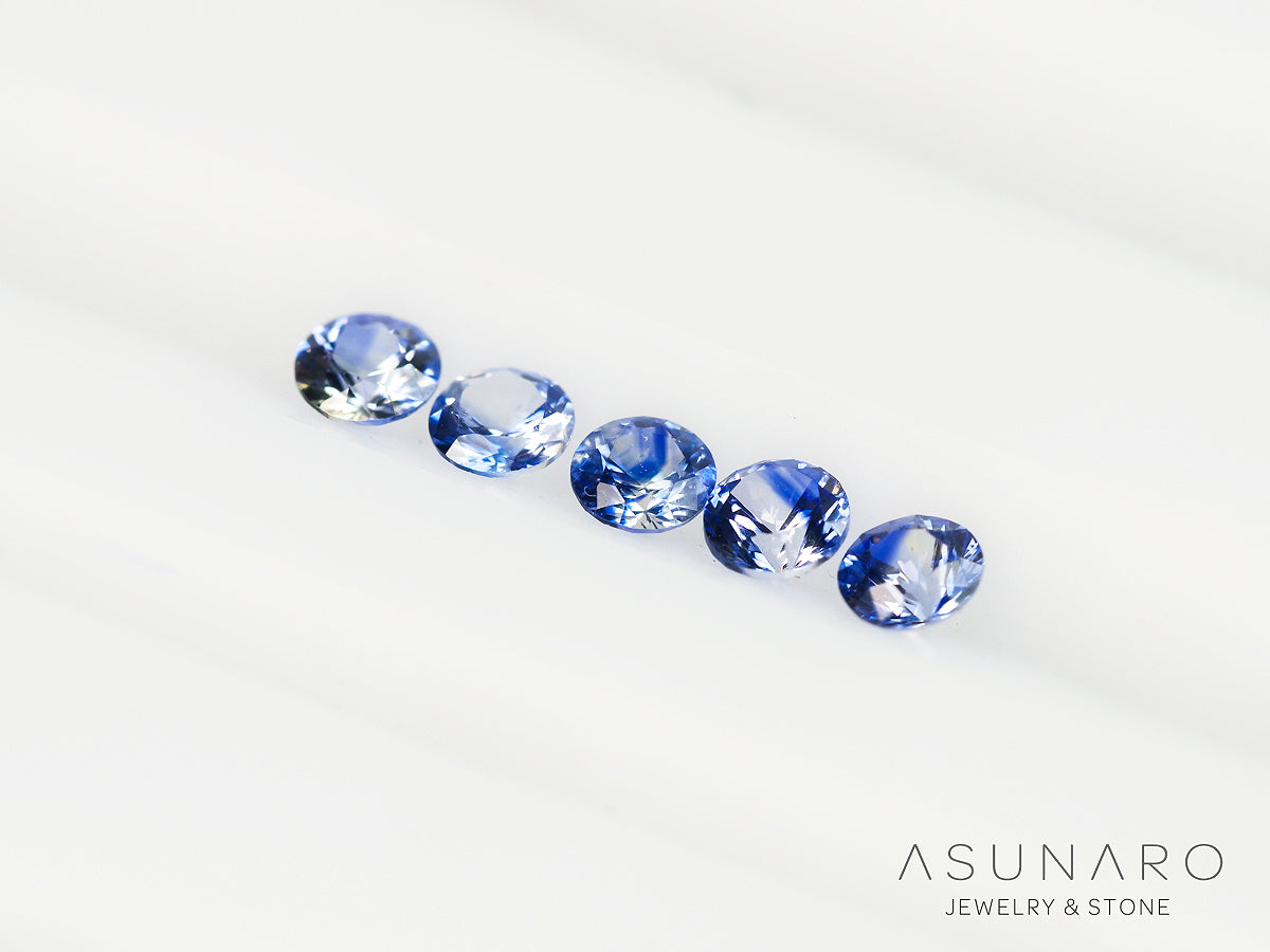 【5個セット】バイカラーサファイア ラウンド ハフエタセット スリランカ産 2.5mm 5個セット 【240402-2188】