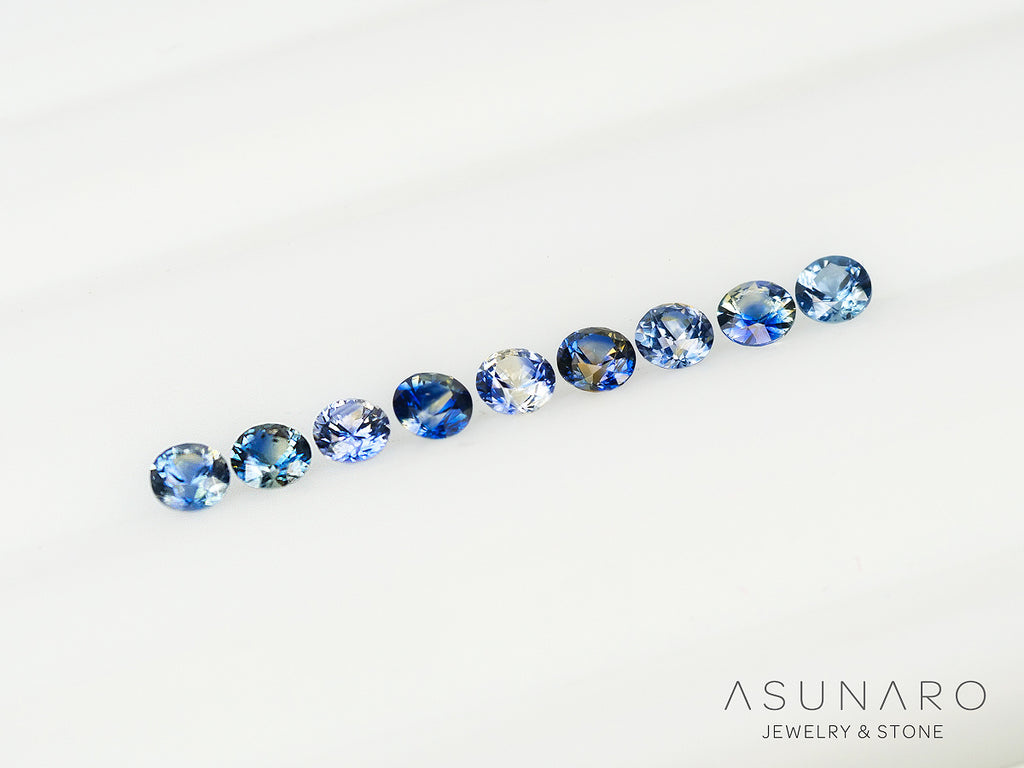 【9個セット】バイカラーサファイア ラウンド ハフエタセット スリランカ産  2.5mm 9個セット 【240402-2189】
