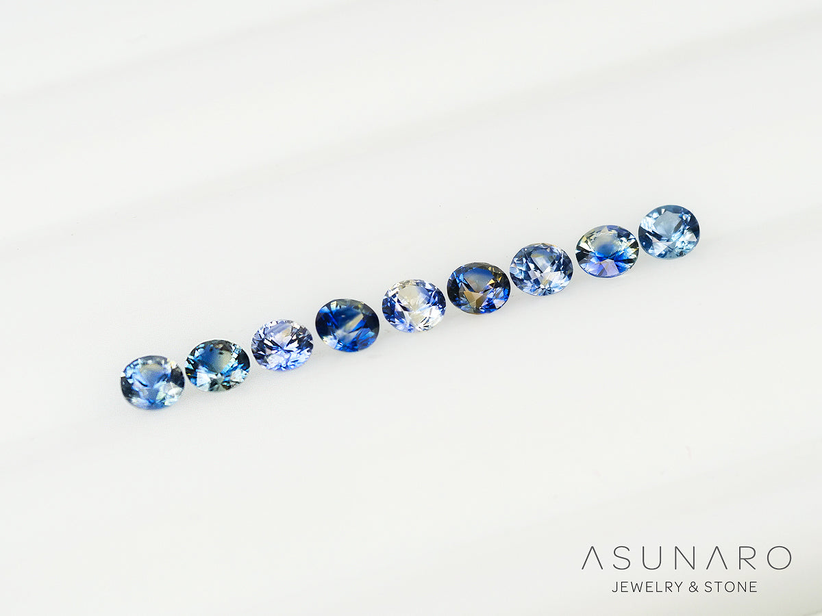 【9個セット】バイカラーサファイア ラウンド ハフエタセット スリランカ産  2.5mm 9個セット 【240402-2189】