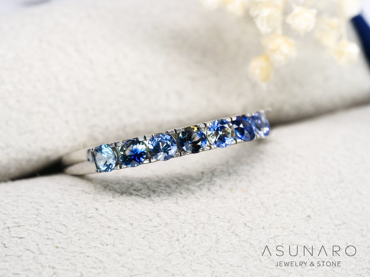 【9個セット】バイカラーサファイア ラウンド ハフエタセット スリランカ産  2.5mm 9個セット 【240402-2189】