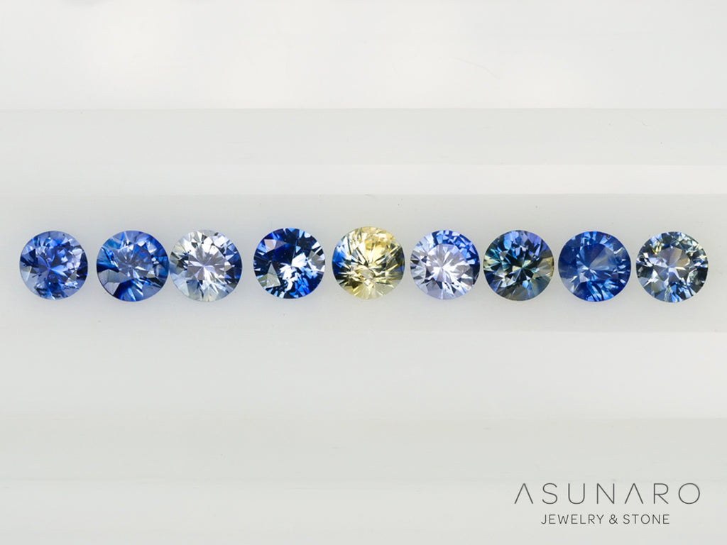 【9個セット】バイカラーサファイア ラウンド ハフエタセット スリランカ産　2.4mm 9個セット 【240402-2187】