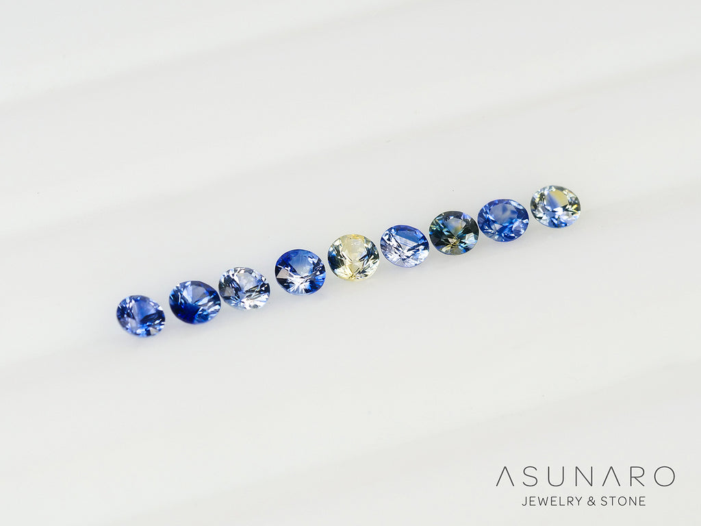 【9個セット】バイカラーサファイア ラウンド ハフエタセット スリランカ産　2.4mm 9個セット 【240402-2187】