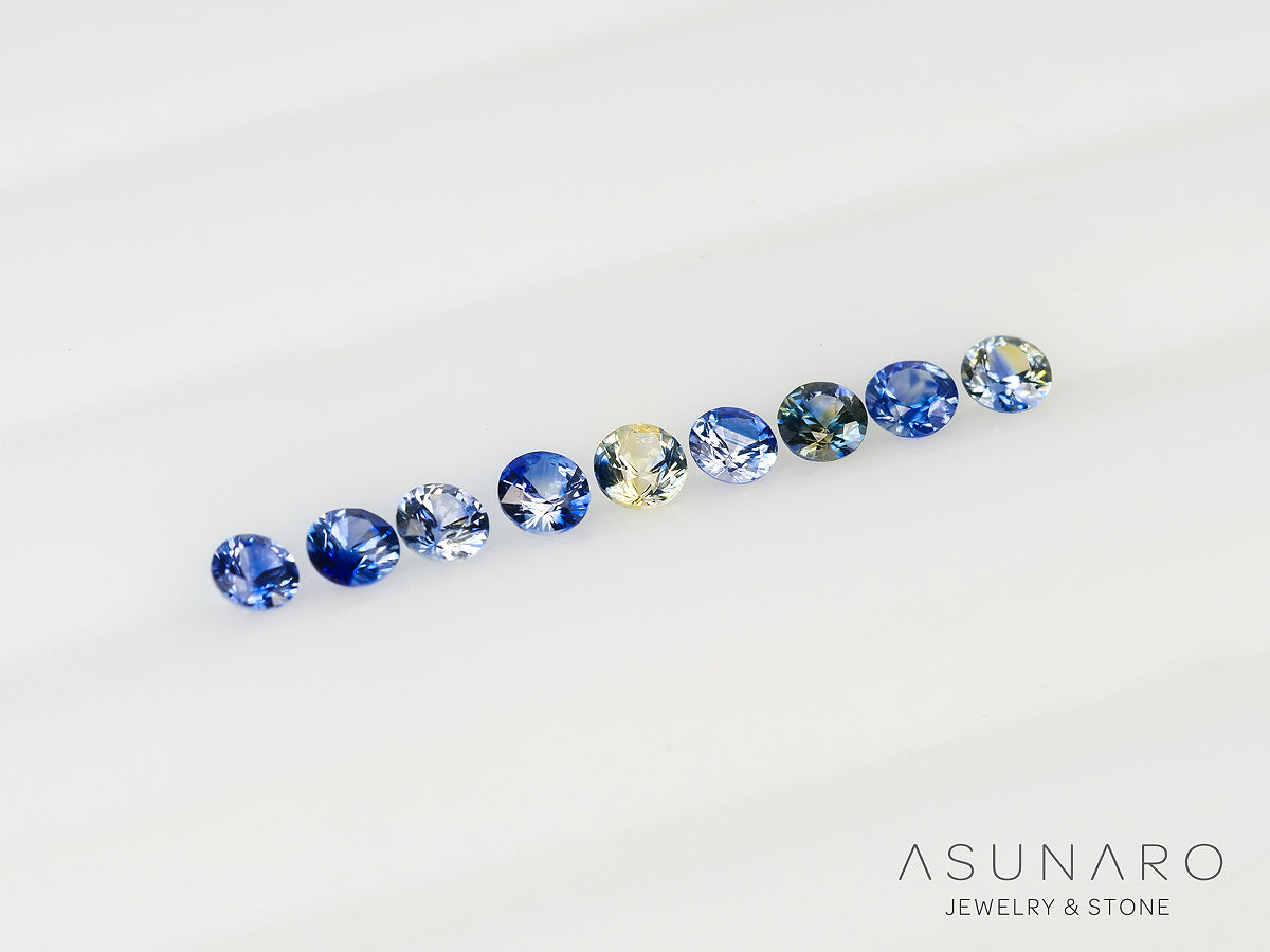 【9個セット】バイカラーサファイア ラウンド ハフエタセット スリランカ産　2.4mm 9個セット 【240402-2187】