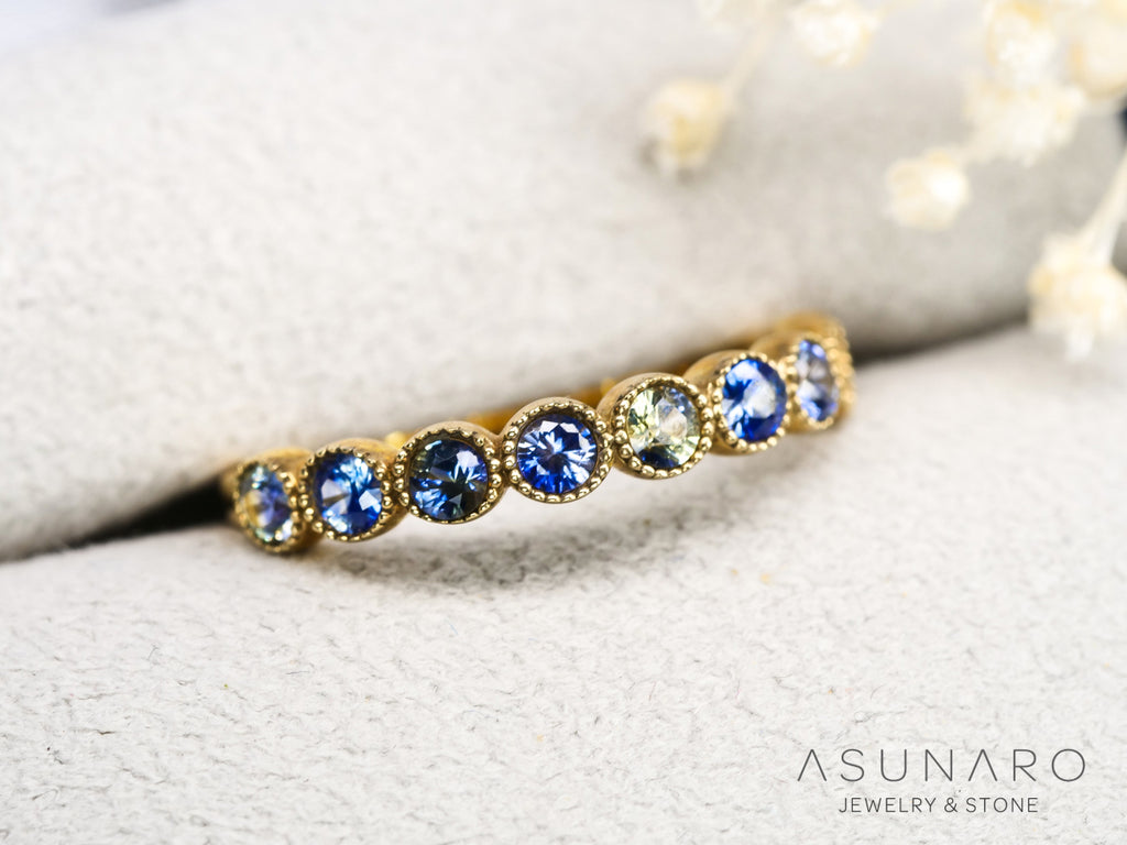 【9個セット】バイカラーサファイア ラウンド ハフエタセット スリランカ産　2.4mm 9個セット 【240402-2187】