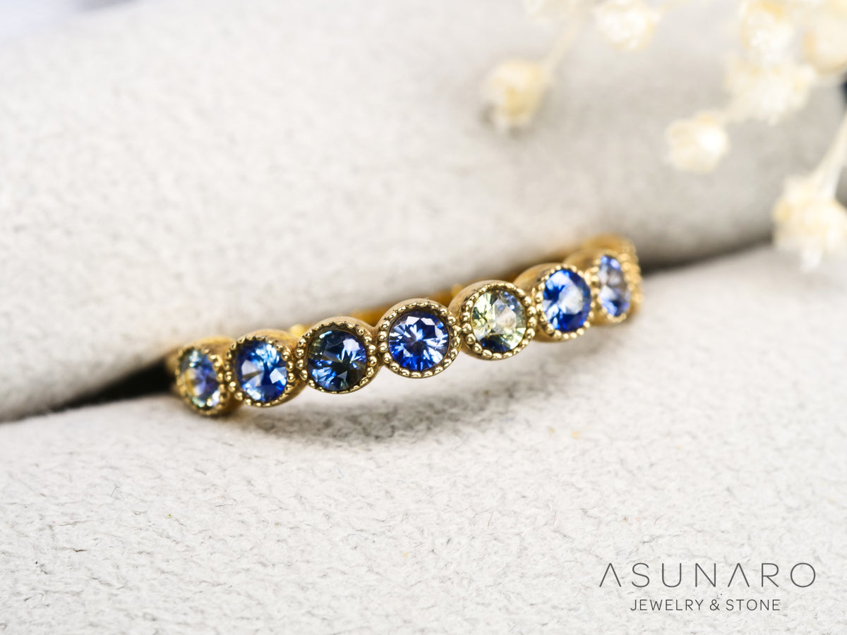 【9個セット】バイカラーサファイア ラウンド ハフエタセット スリランカ産　2.4mm 9個セット 【240402-2187】