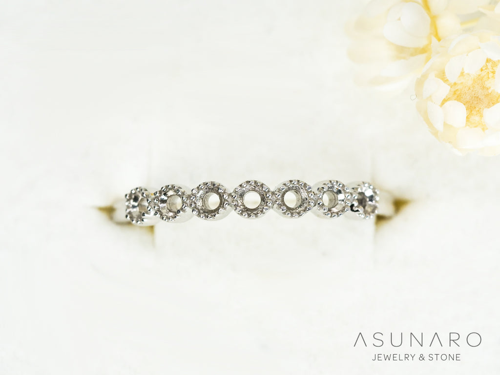 【お仕立て用】空枠番号：4981C　1.8mm用　リング枠　ハーフエタニティ【オーダージュエリー用】hpv