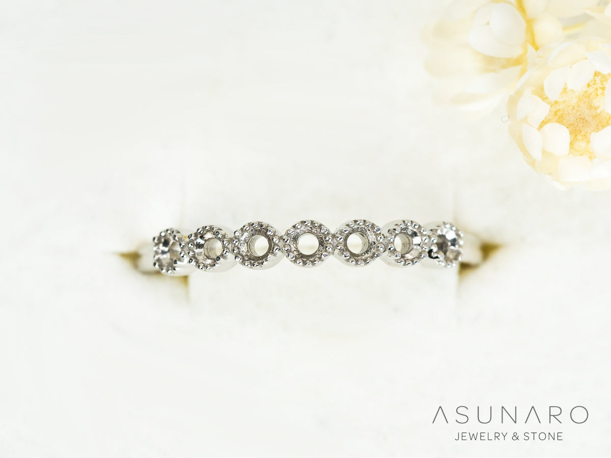 【お仕立て用】空枠番号：4981C　1.8mm用　リング枠　ハーフエタニティ【オーダージュエリー用】hpv