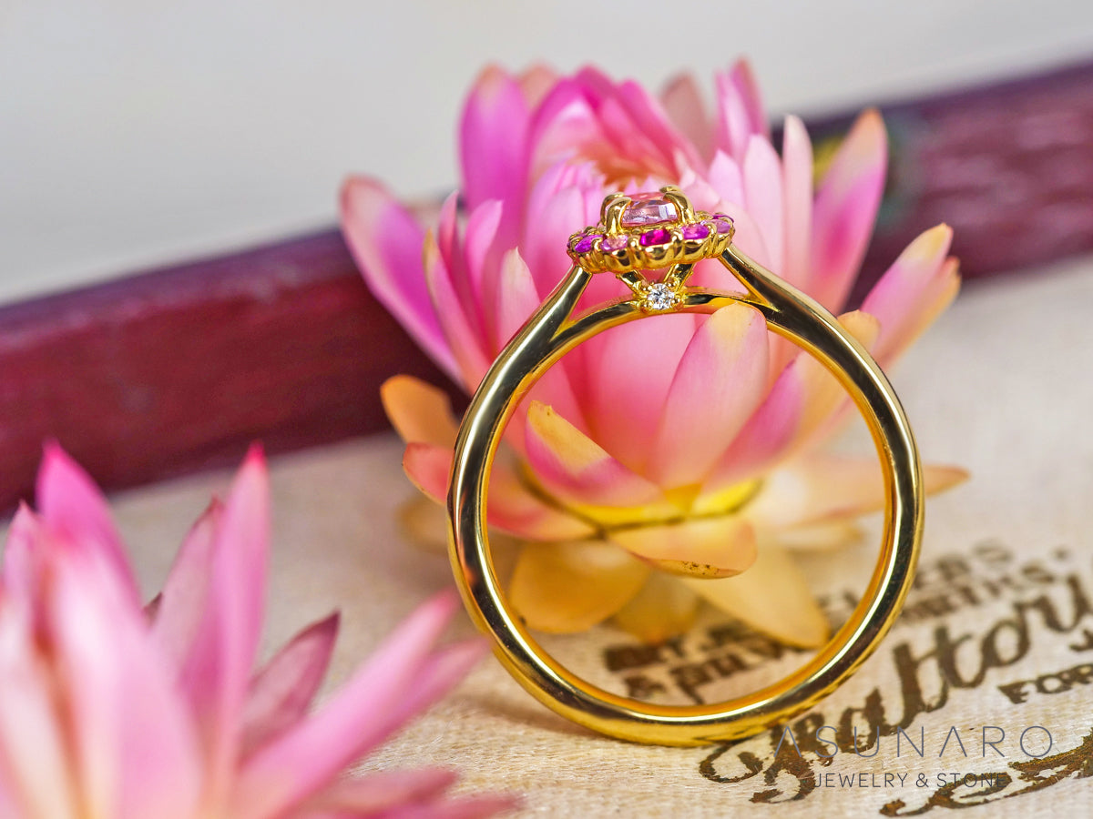 【お仕立て用】空枠番号：ASU-21　3×4mm用　リング枠　取り巻き【オーダージュエリー用】