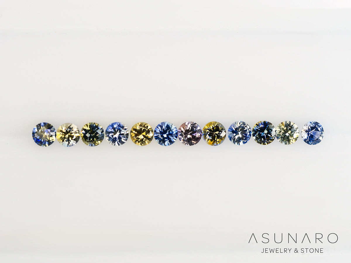 【12個セット】バイカラーサファイア ラウンド ハフエタセット スリランカ産　2.8mm 12個セット 【240611-2283】