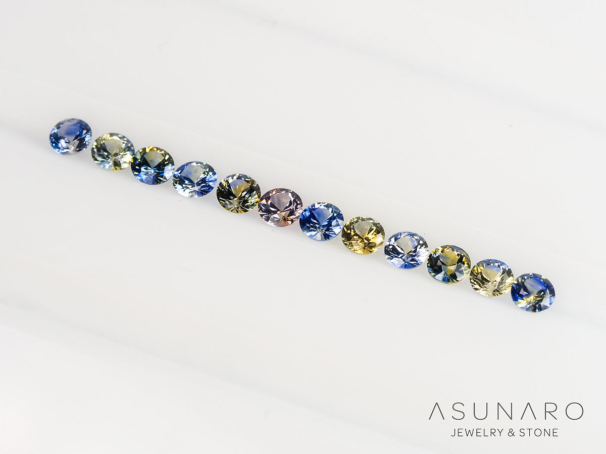 12個セット】バイカラーサファイア ラウンド ハフエタセット スリランカ産 2.8mm 12個セット 【240611-2283】 – ASUNARO  STONE