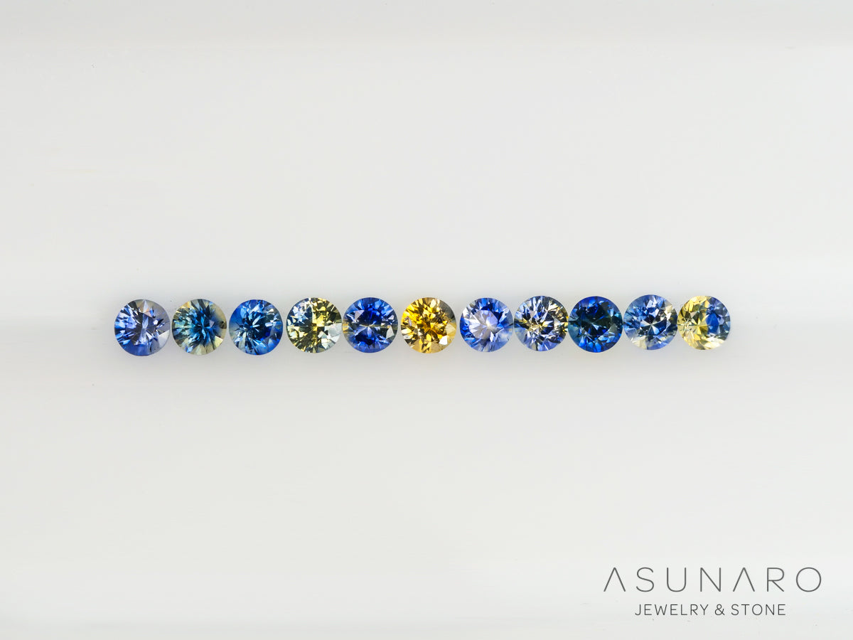 【11個セット】バイカラーサファイア ラウンド ハフエタセット スリランカ産　2.2mm 11個セット 【240611-2284】